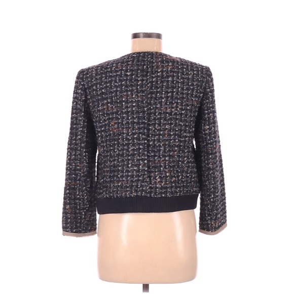 LOFT Tweed Zip Up Blazer Jacket w Chain Size S NWT - Picture 2 of 11